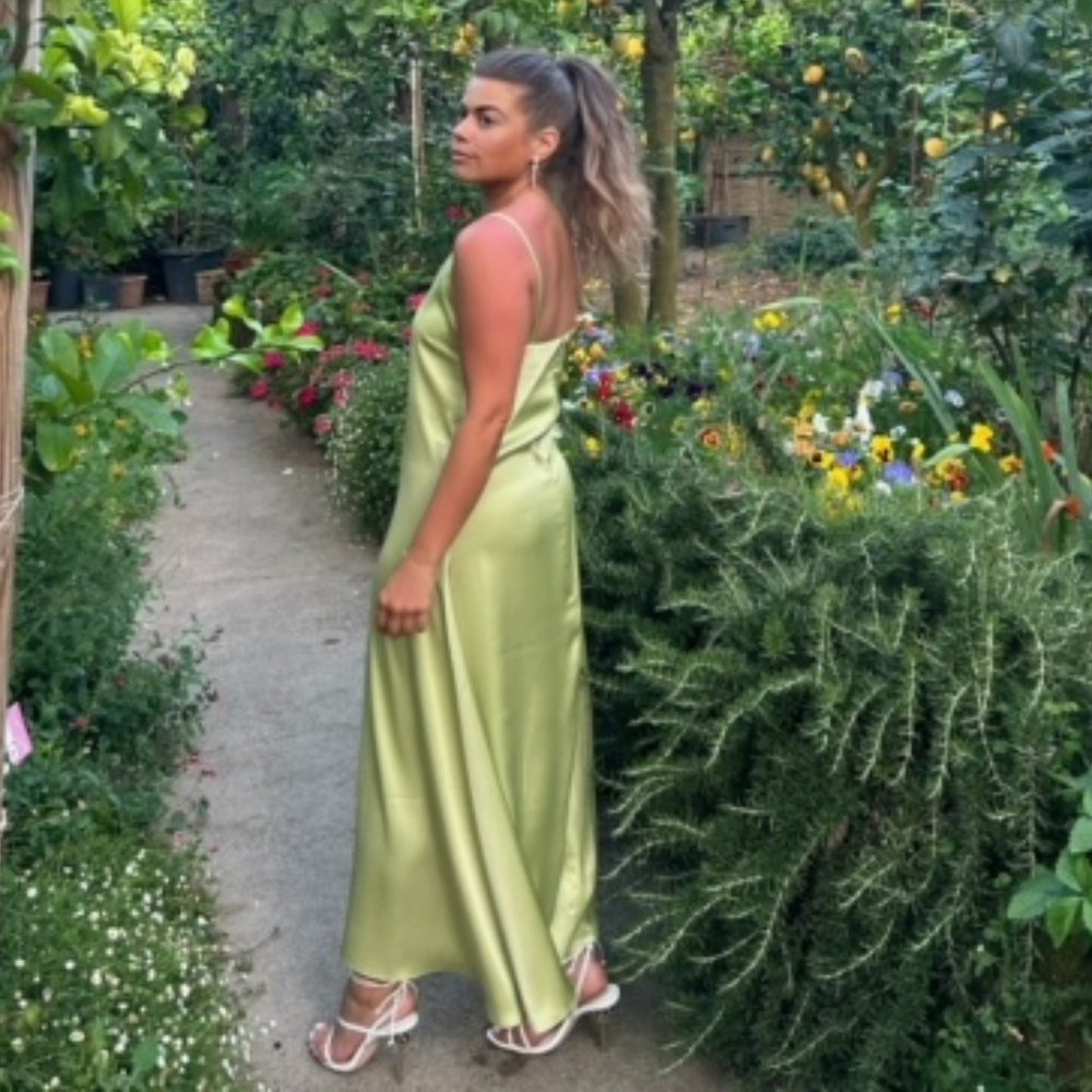 Frankie Shop Cordelia Satin Dress - Lime